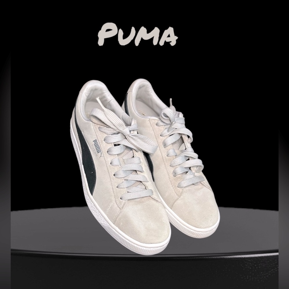 Puma Men's Cream and Black Sneakers